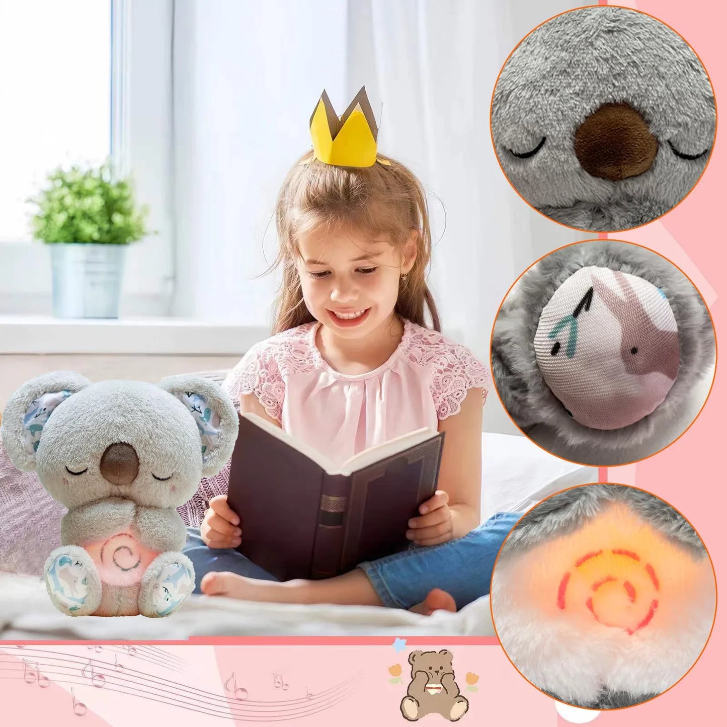 Baby Pacify Breathing Koala Doll Soothes Otter Plush Toy Children Soothing Music Sleep Companion Toy Bear Stuffed Gift for Kids