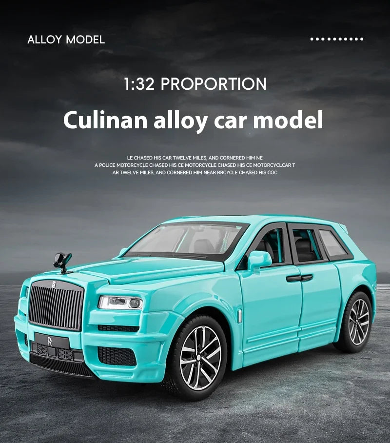 1:32 Rolls Royce Cullinan Luxury SUV Alloy Diecast Metal Model Sound Light Pull Back Toy Miniature Car Decoration Kids Toys Gift